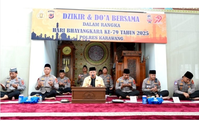 Polres Karawang Gelar Dzikir dan Doa Bersama Sambut Hari Bhayangkara Ke 79