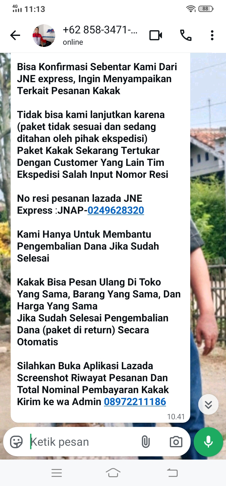 Pesan WhatsApp Mengaku Admin JNE, Warga Subang Kehilangan Jutaan Rupiah