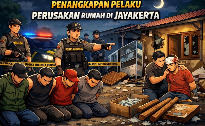 Aksi Anarkis Berujung Penahanan, Polres Karawang Tangkap Pelaku Perusakan Rumah di Jayakerta