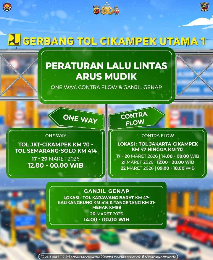 Polres Karawang Sosialisasikan Rekayasa Lalu Lintas Arus Mudik di Tol Cikampek