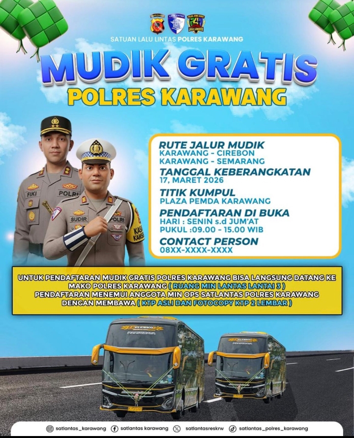 Polres Karawang Buka Program Mudik Gratis 2026 untuk Masyarakat