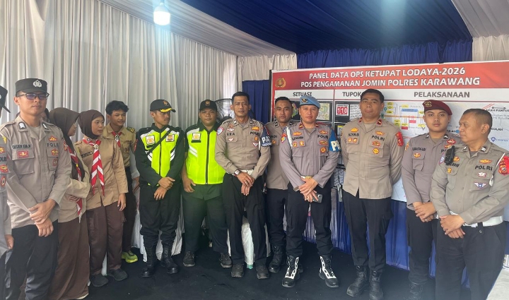 Jelang Puncak Arus Mudik, Si Propam Polres Karawang Cek Kesiapan Personel Pos Pam Jomin