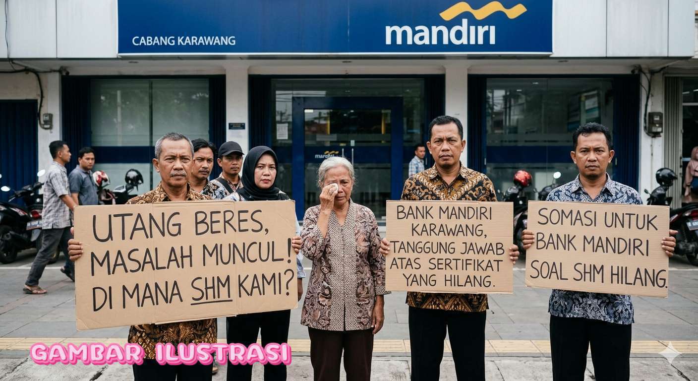 Utang Beres, Masalah Muncul, Bank Mandiri Karawang Disomasi Soal SHM Diduga Hilang
