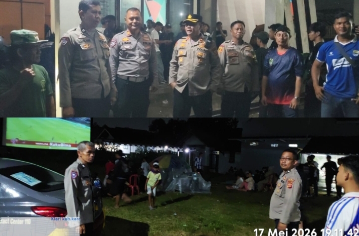 Pastikan Nobar Persib Melawan PSM Kondusif, Kapolsek Klari Terjunkan Personil Lakukan Pengamanan