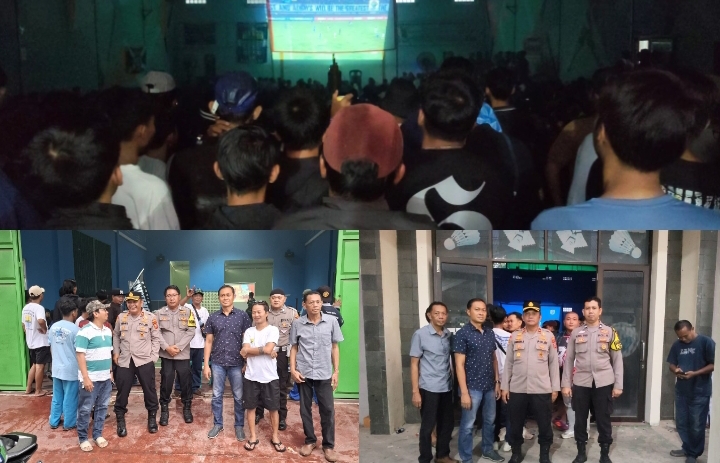 Antisipasi Gukamtibmas, Kapolsek Klari Pimpin Kegiatan Pengamanan Nobar Persib Melawan Persijap diwilayah Klari