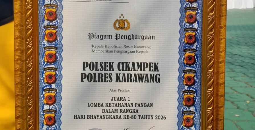 Kado Spesial HUT Bhayangkara ke-80 Polsek Cikampek Raih Juara 1 Ketahanan Pangan Tingkat Polres Karawang
