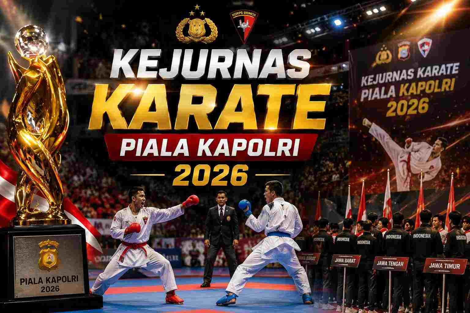 Dominasi di Matras, Atlet Karate Satbrimob Polda Jabar Sabet 3 Medali Emas di Piala Kapolri 2026