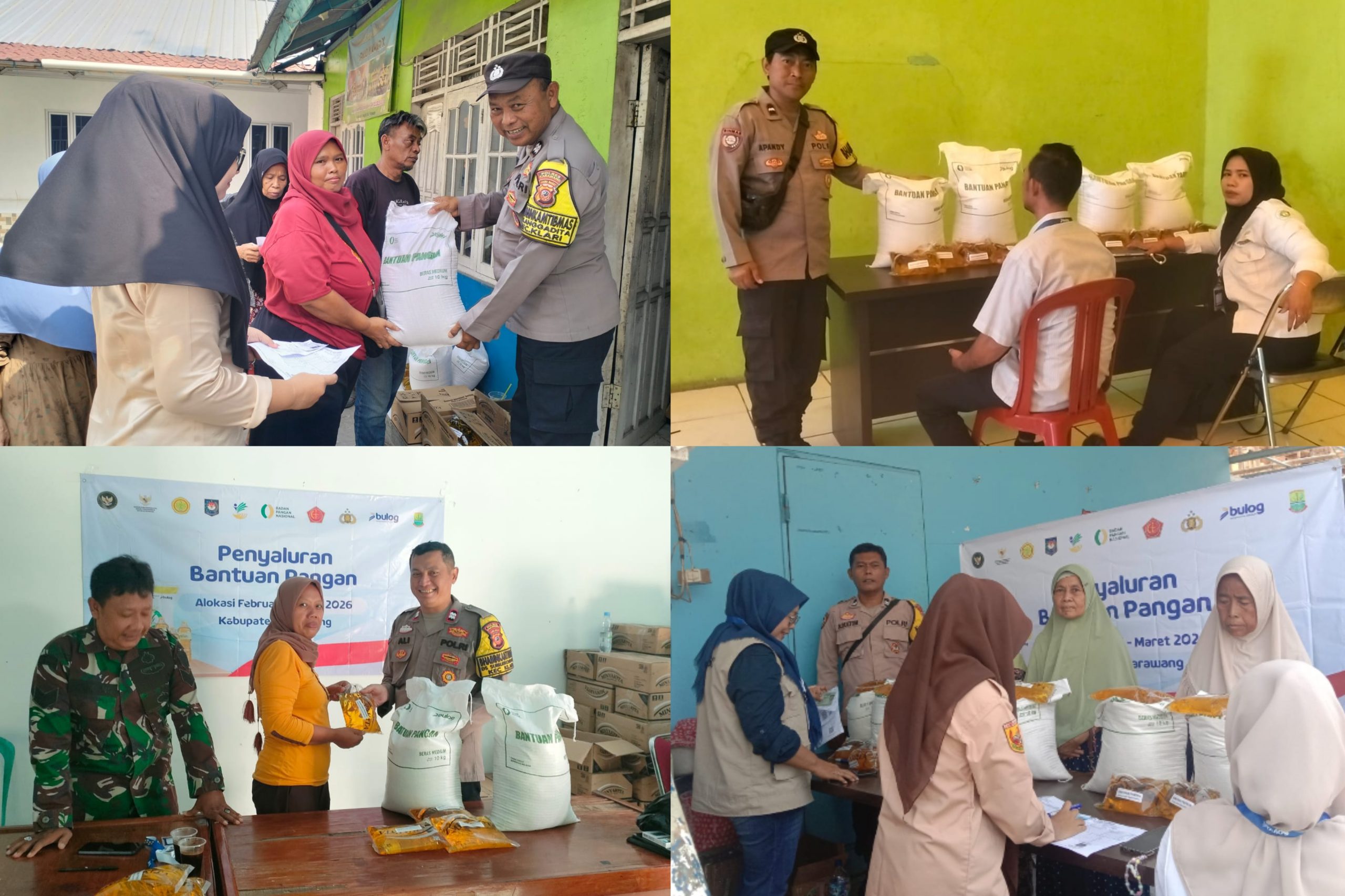 Para Bhabinkamtibmas Polsek Klari Laksanakan Pengamanan dan Monitoring Pendistribusian Bantuan Cadangan Beras Pemerintah (CBP) Tahun 2026