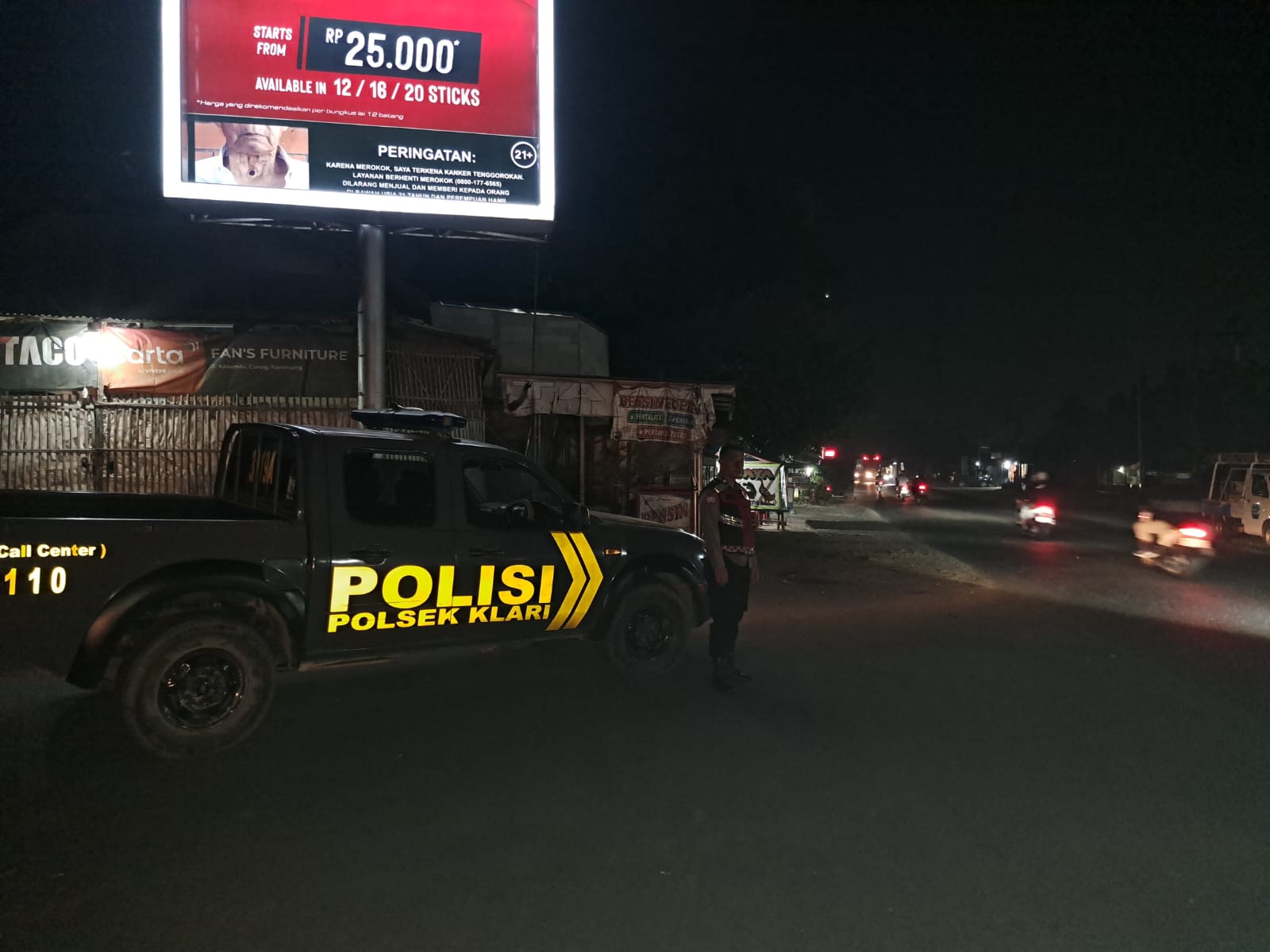 Samapta Polsek Klari Patroli KRYD Dinihari Strong Point Jalan Raya Curug