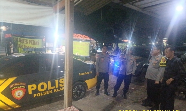 Polsek Klari Polresta Karawang Lakukan Patroli Blue Light Malam di Wilayah Klari