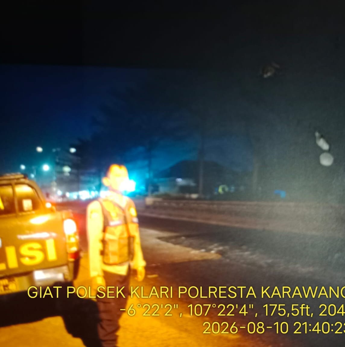 Polsek Klari Patroli Malam Menyasar Jalan Raya Desa Gintungkerta