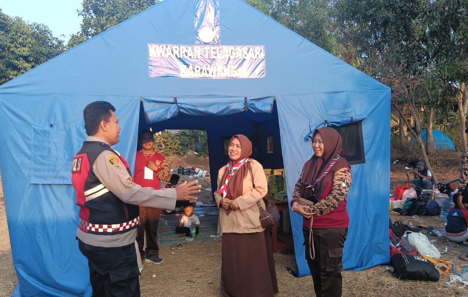 Polsek Telagasari Tinjau Area Perkemahan Jambore Ranting Telagasari, Sampaikan Imbauan Kamtibmas