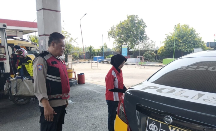 Pastikan SPBU Wanasari Aman, Polsek Jatisari Lakukan Patroli KRYD