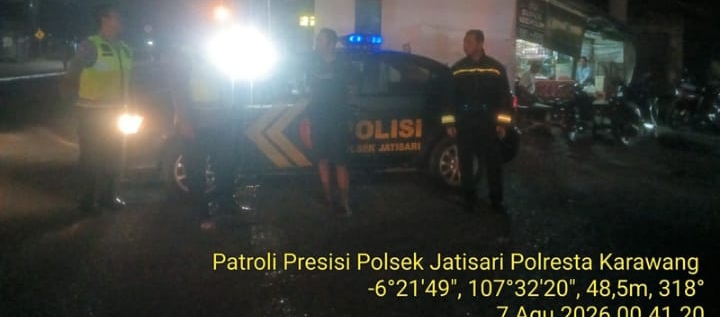 Sasaran Patroli Polsek Jatisari di Pertigaan Jalan Raya Cikalong