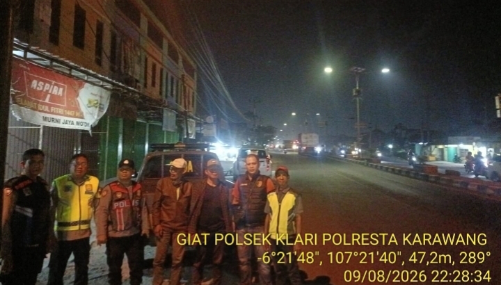 Polsek Klari Gelar Ops KRYD Patroli Gabungan Bersama Piket Fungsi,Antisipasi Tawuran dan Kejahatan Lainnya