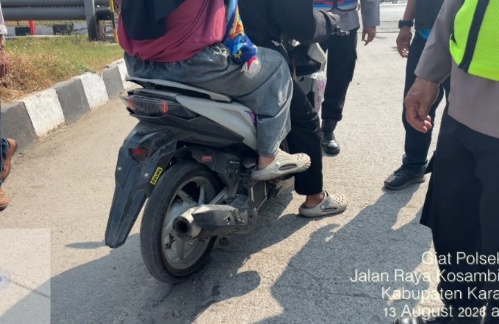 Wujudkan Kenyamanan Warga, Polsek Klari Gelar Razia Knalpot Brong di Jalan Raya Kosambi-Klari ‎