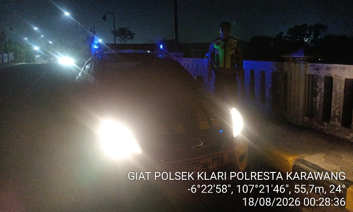 Patroli Piket Fungsi Polsek Klari, Antisipasi Tawuran dan Kejahatan Lain di Seputaran Jembatan Tol KM 57