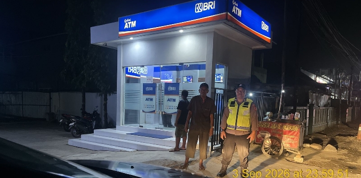 Polsek Jatisari Perkuat Pengamanan Malam di Kantor Bank BRI Desa Mekarsari ‎