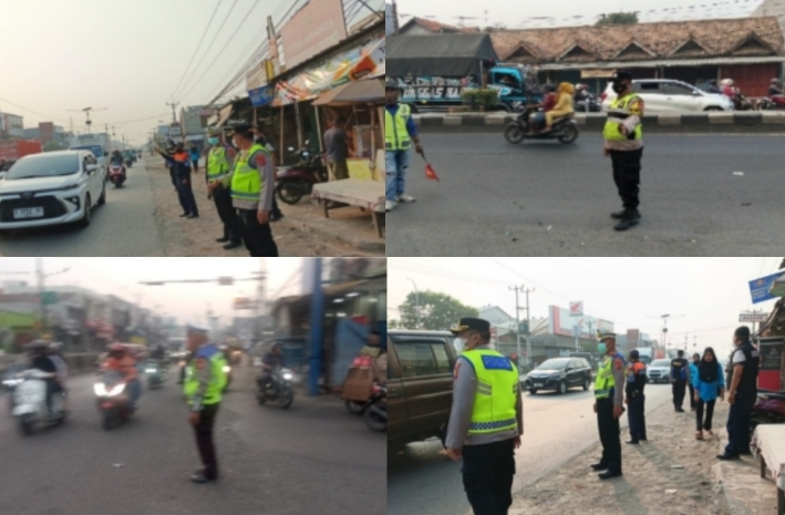 Polsek Klari Gelar “Sapa Pagi” dan Pengaturan Lintas di Jalur Pantura Jalan Raya Kosambi