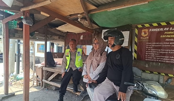 Personil Polsek Telukjambe Barat Imbauan Warga Waspada TPPO