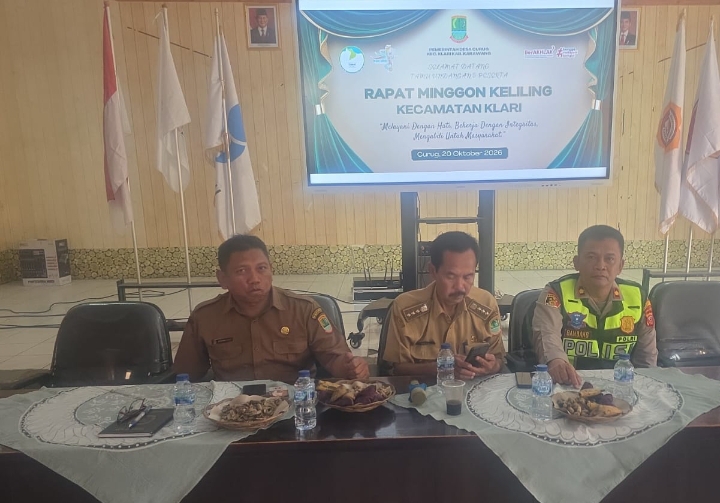 Rapat Minggon Keliling Kecamatan Klari, Kapolsek Ajak Seluruh Elemen Masyarakat Jaga Kondusivitas Pilkades 2026